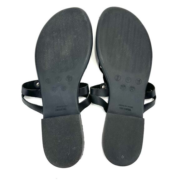Seychelles Flat Sandal Size 9 Black Leather Thong-Toe T-Strap Flip Flop Padded - Picture 8 of 9